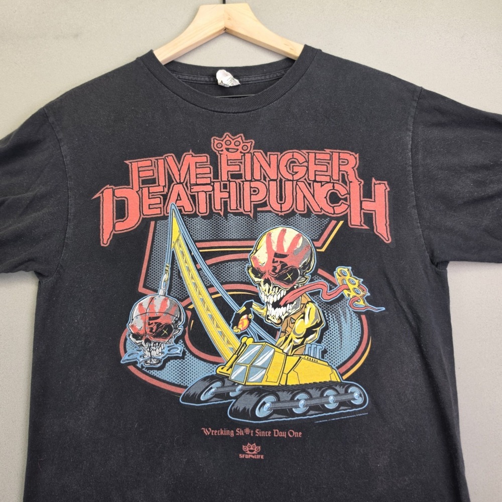 Five Finger Death Punch Shirt Mens Medium Black Knucklehead Band Tee Heavy Metal